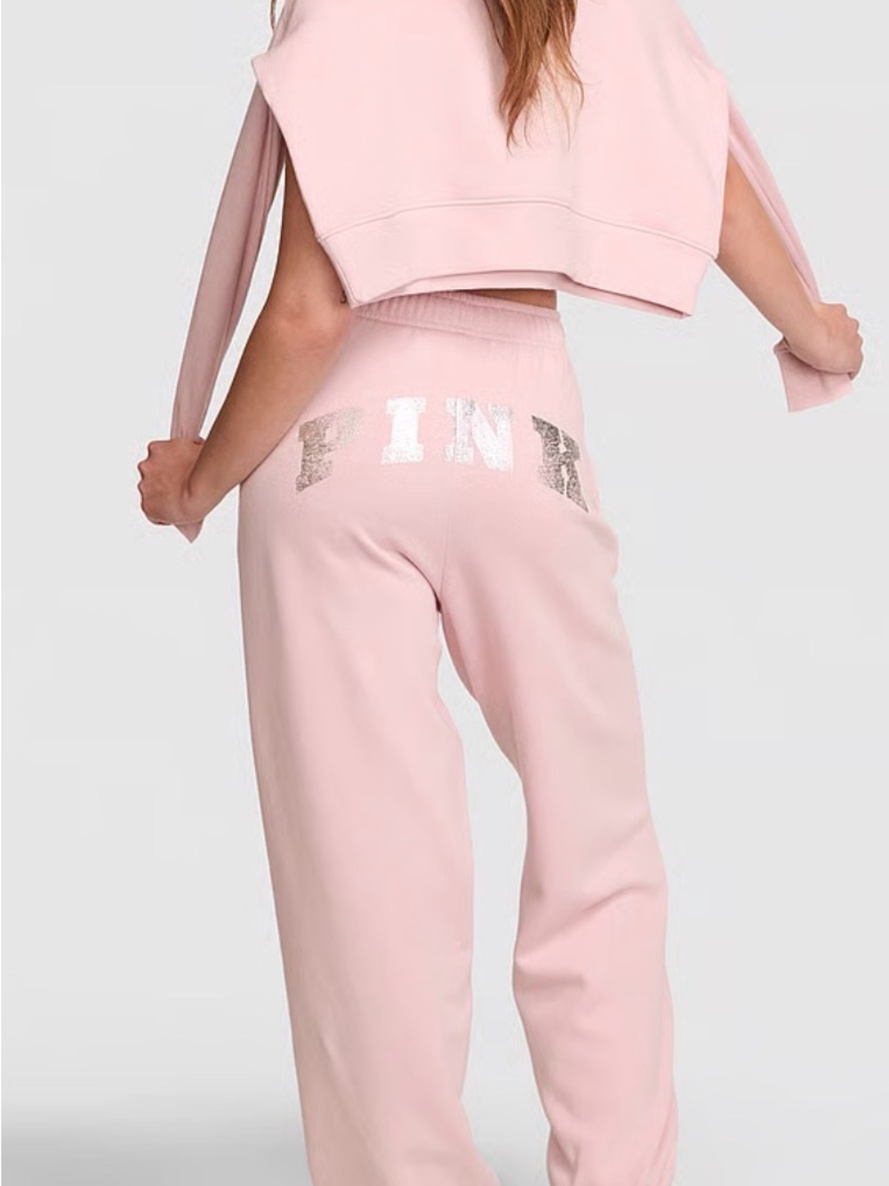 PINK Ivy Fleece Campus Full-Zip Hoodie & Sweatpants-M